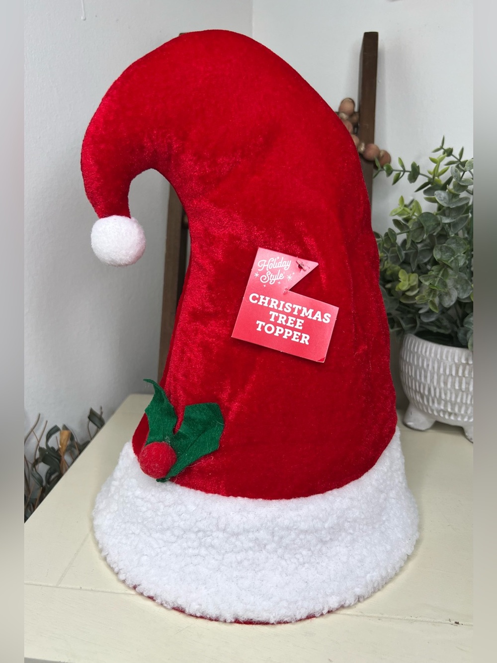 Brand New-Holiday Style Christmas Tree Topper-Santa Hat